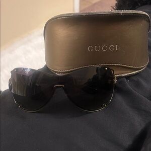 Gucci Women's Black Sunglasses with Gold Case
